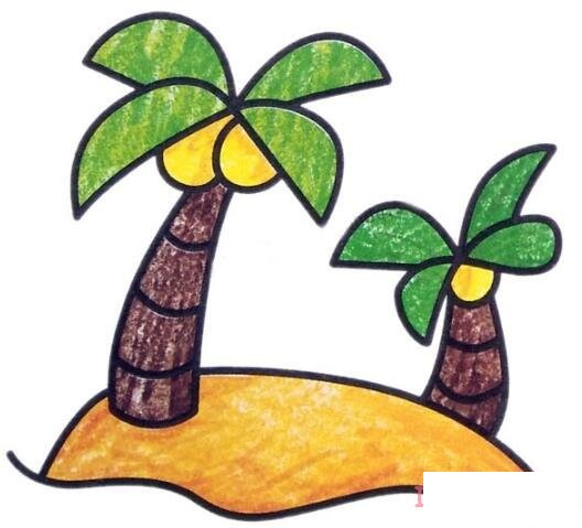 简笔画椰子树涂颜色怎么画简单好看