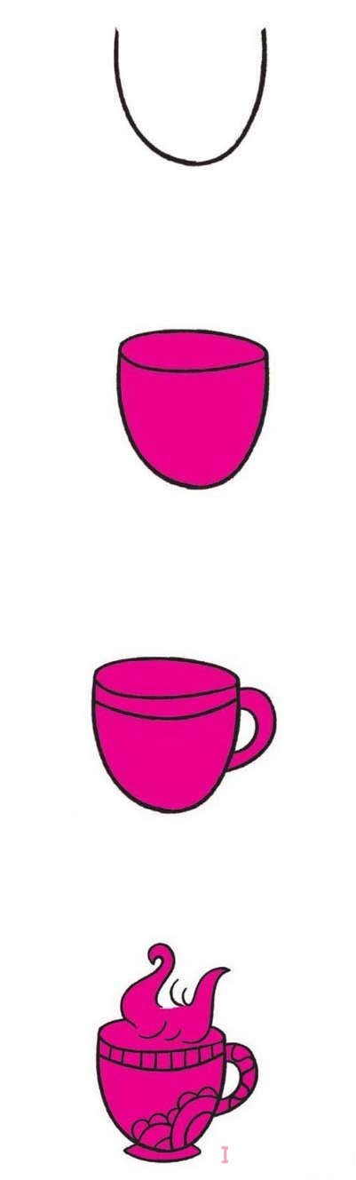 一杯咖啡的简单画法简笔画步骤教程