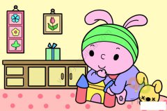 玩积木的小兔子简笔画 益智又好玩