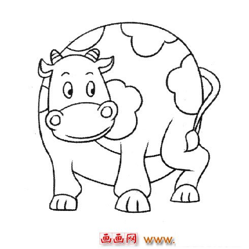 一头胖胖的大奶牛（儿童简笔画）