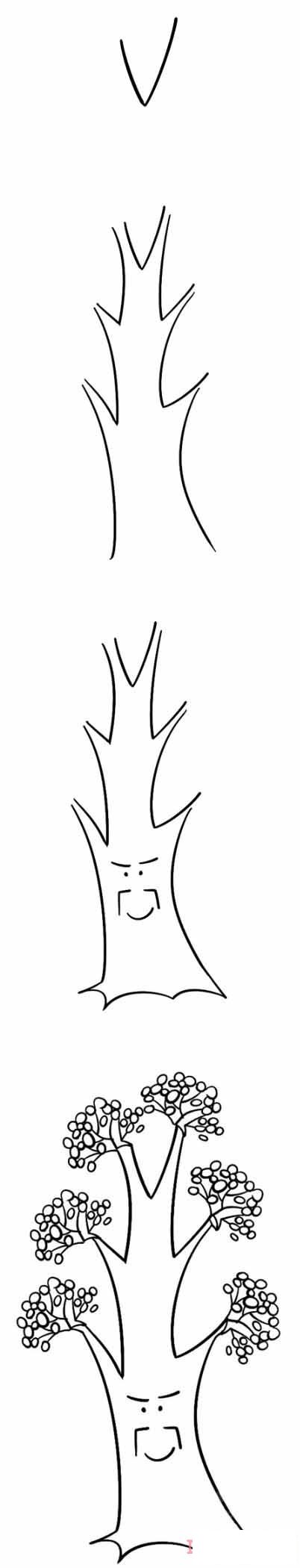 大树怎么画简洁好看 带步骤图大树简笔画图片