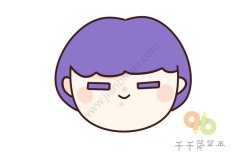 紫发女孩头像简笔画图片
