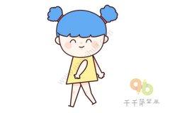 桃心小女孩简笔画 一起去散步吧