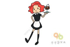 教你画服务员简笔画图片
