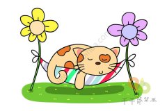 睡大觉的猫咪简笔画