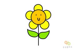 笑眯眯的向日葵简笔画