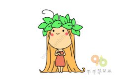 绿茶女孩简笔画 清新可爱