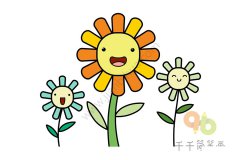 笑脸菊花简笔画