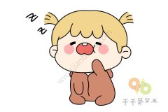 扎小辫的小宝宝简笔画