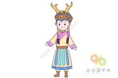 少数民族 赫哲族女孩简笔画