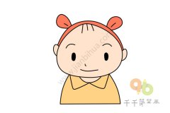 戴发卡的女孩头像简笔画
