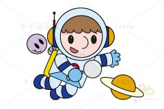 探索宇宙的小航天员简笔画