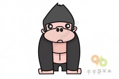 庞大的黑猩猩简笔画步骤图