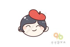 戴帽子的女孩头像简笔画