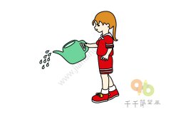 洒水的小女孩简笔画教程