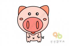 粉红小猪简笔画步骤图