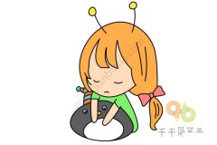 犯困的小女孩简笔画 只想美美睡一觉