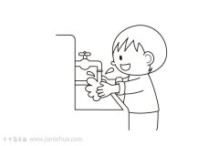 小男孩简笔画 勤洗手好习惯
