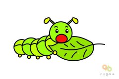 树叶上有一只毛毛虫简笔画