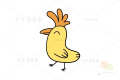 悠闲的小鸡简笔画