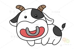 开心的奶牛简笔画图片