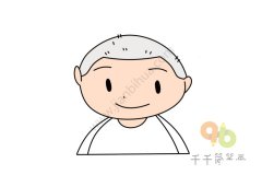 时尚奶奶灰发型男孩头像简笔画