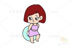 小女孩简笔画 愉快的假期生活之游泳