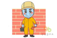 工人河马简笔画 靠双手创造财富