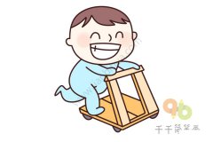 玩滑板车的男孩简笔画
