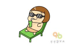 晒太阳的男孩简笔画图片