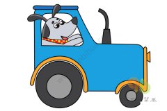 开拖拉机的小狗简笔画 狗狗是我们的好帮手