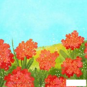 田野中的美丽花朵简笔画