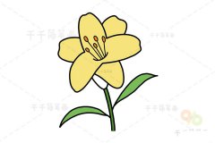 黄百合花简笔画 轻松学会