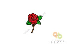 颜色鲜艳的玫瑰花简笔画