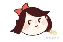 戴蝴蝶结的短发女生头像简笔画