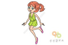 活力四射 女孩简笔画图片