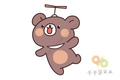 欢快的棕熊简笔画 头顶上的竹蜻蜓就是我的好朋