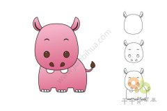 幼儿涂色画 河马简笔画图片