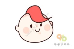 红色前马尾男生头像简笔画