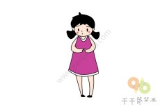 伤心的小女孩简笔画步骤图