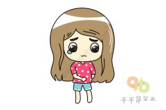 悲伤的小女孩简笔画 画法简单