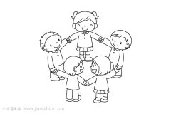 手拉手的小朋友简笔画 我们是最好的朋友
