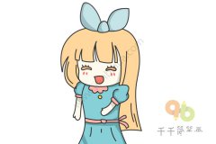 开心的女孩简笔画 开心快乐每一天