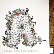 花香四溢的英文字母手绘