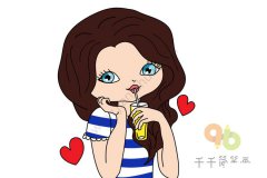 浓眉大眼的女孩简笔画