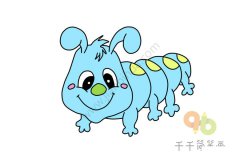 可爱的蓝色毛毛虫简笔画