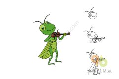 拉小提琴的蚂蚱简笔画