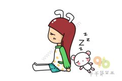 休息的兔子女孩简笔画 零基础画画