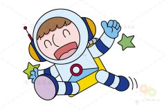 开心的小小宇航员简笔画