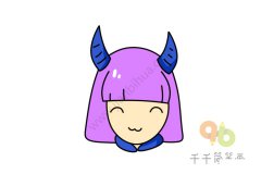 小恶魔女孩头像简笔画